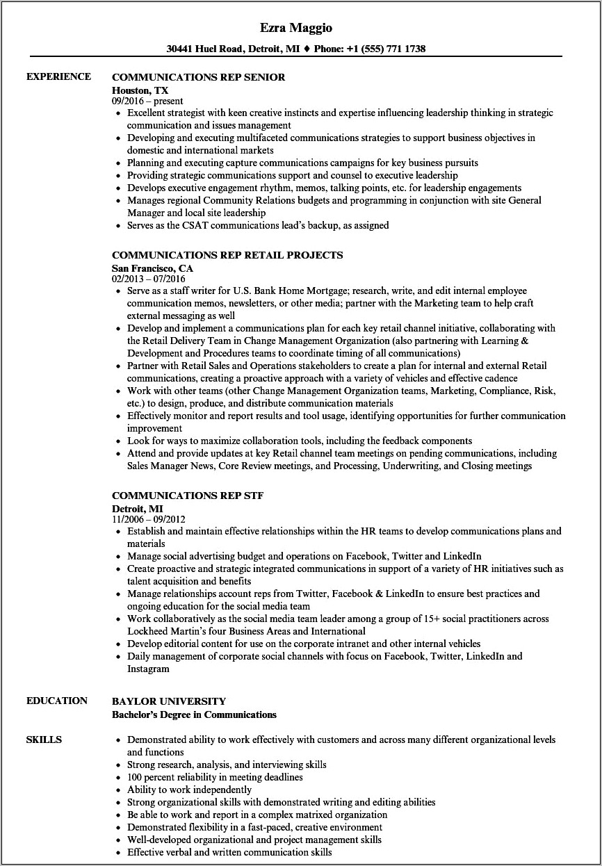 Example Of Communication Skills For Resume Phrases