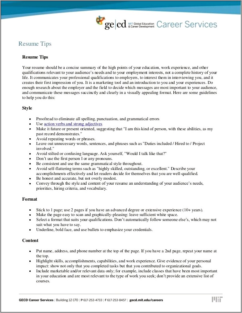 Example Of Cost Effective Bullets In Resume
