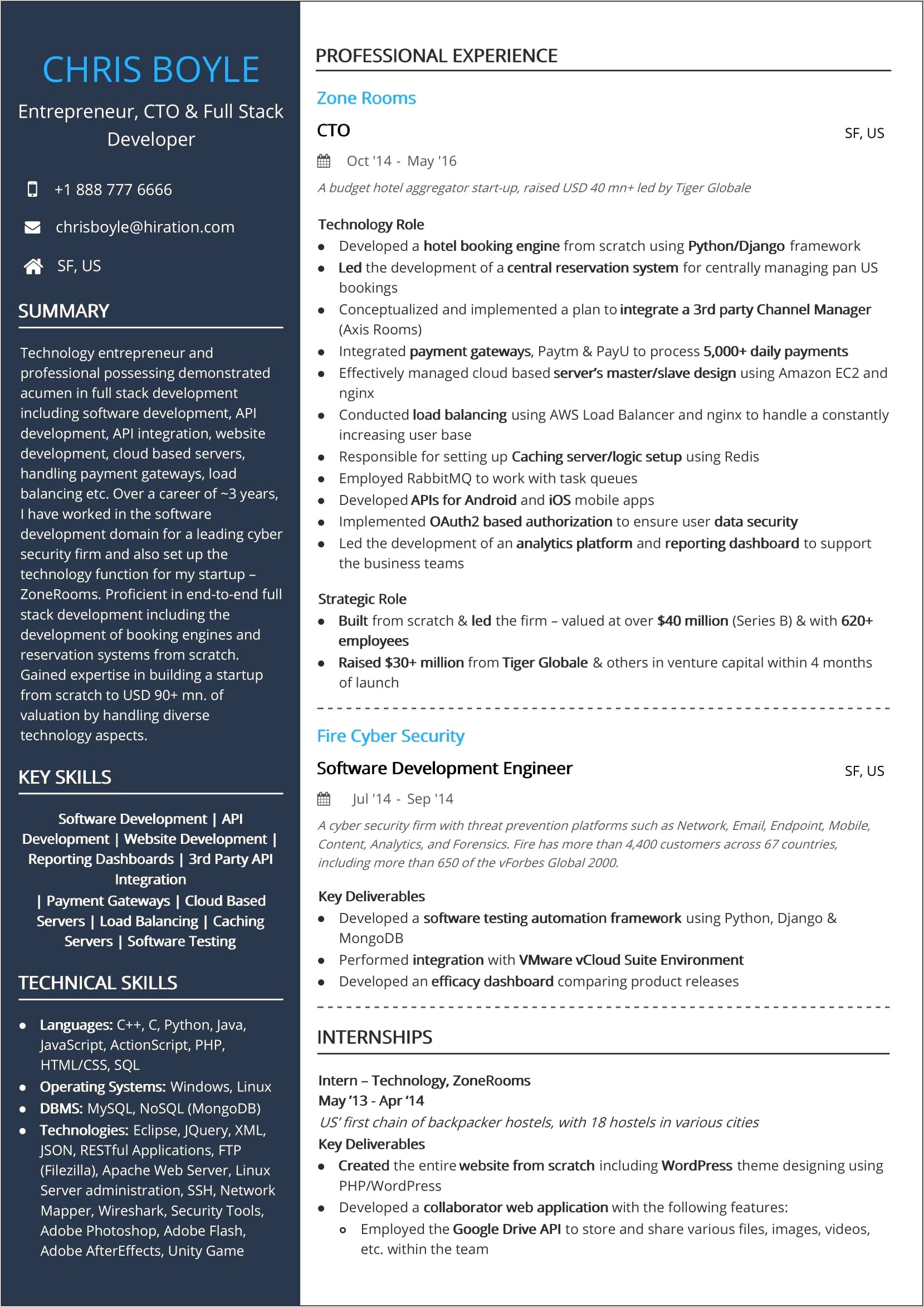 Example Of Executive Resume For A Cto