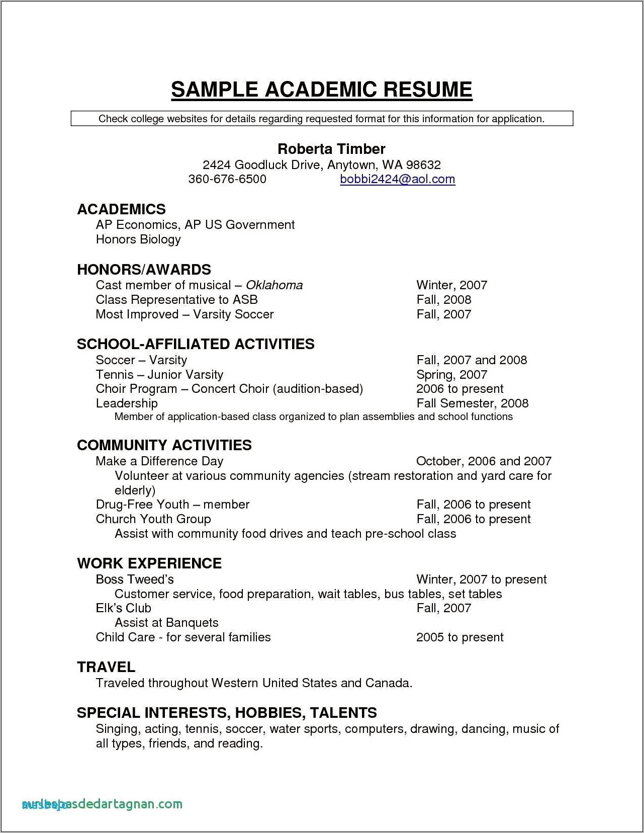Example Of Extra Curricular Activities In Resume