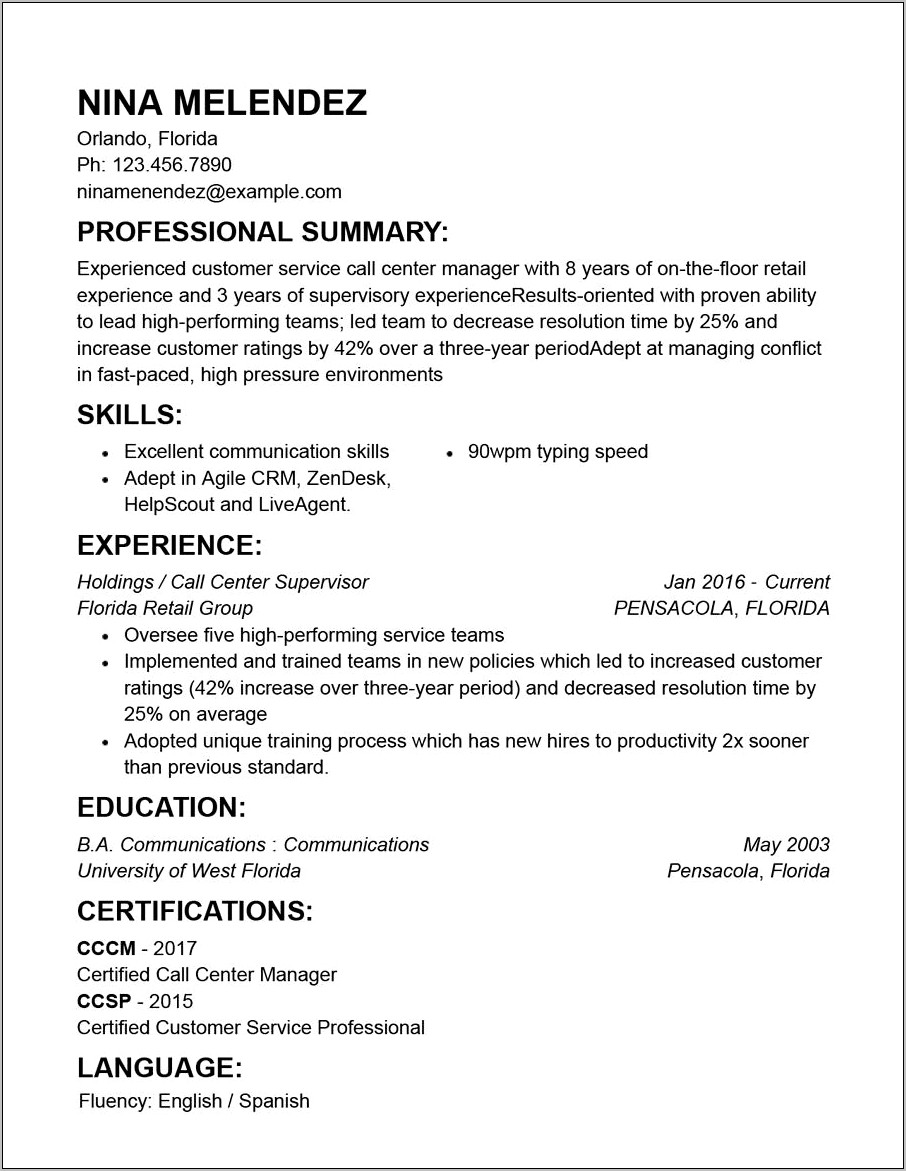 Example Of First Time Resume Summary