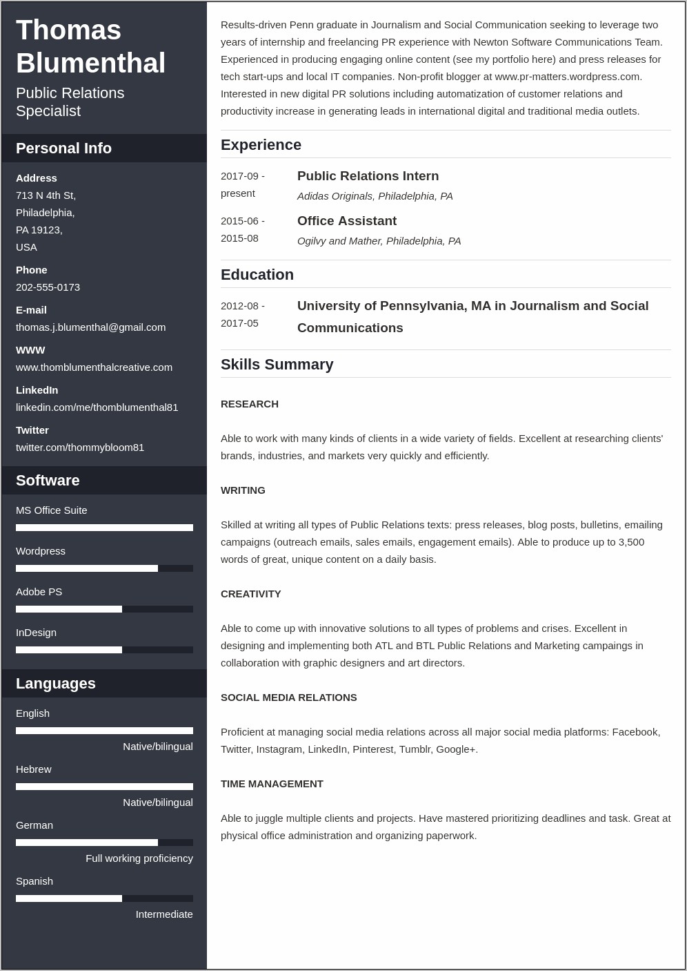 Example Of Functional And Chronological Resume