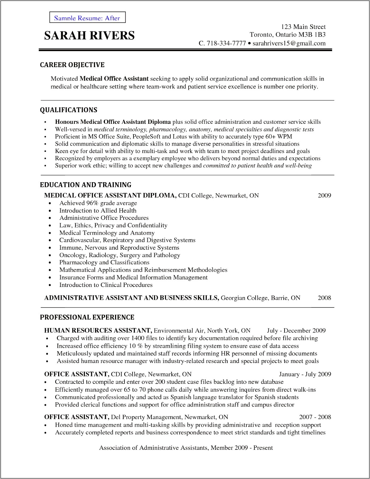 Example Of General Career Objective For Resume
