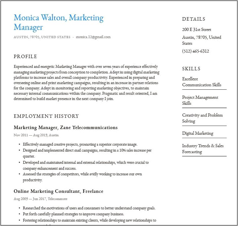 Example Of Great Simple Resume