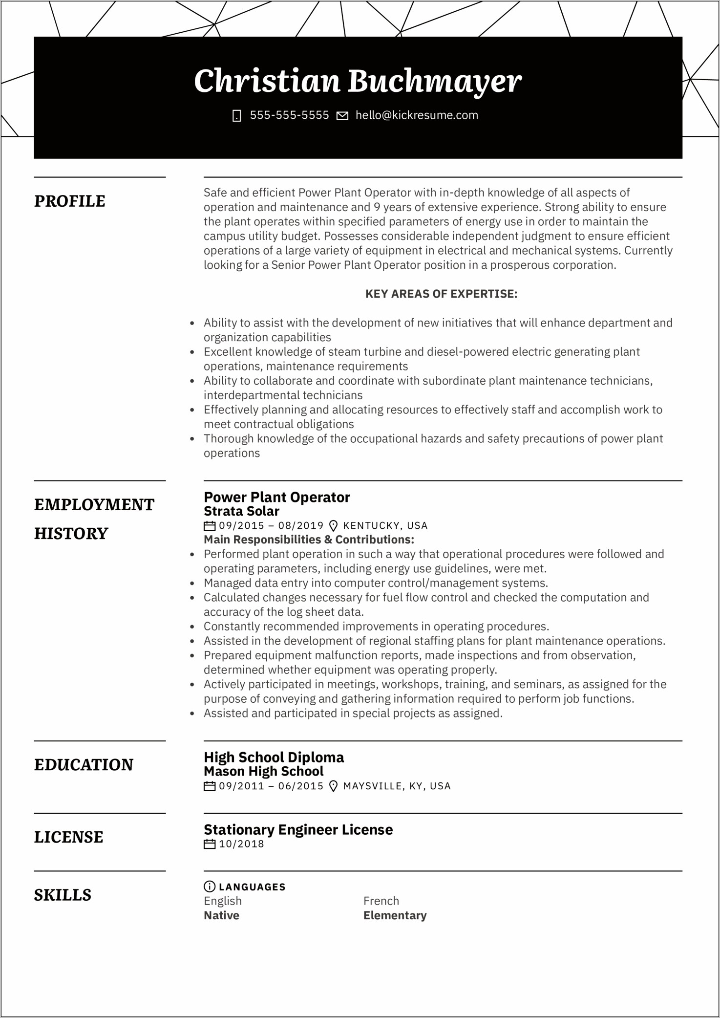 Example Of High School Diploma Resume