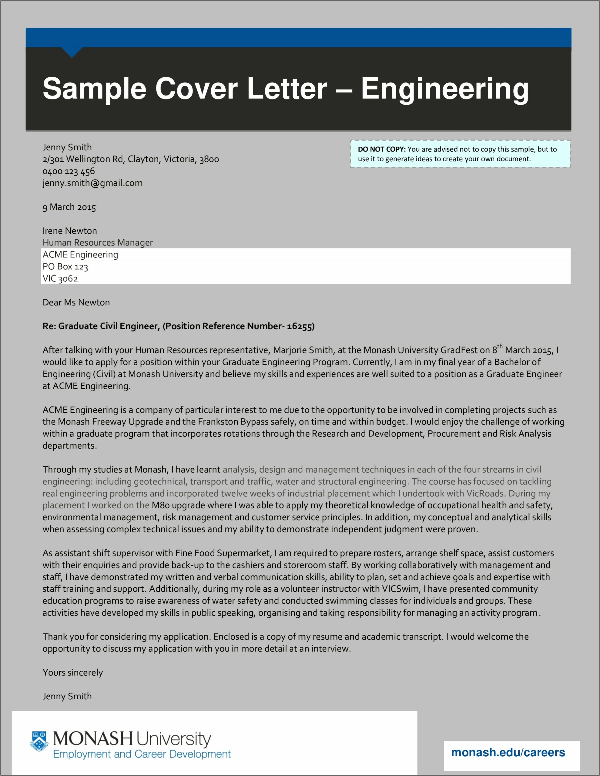 Example Of Human Resource Resume And Cover Letter
