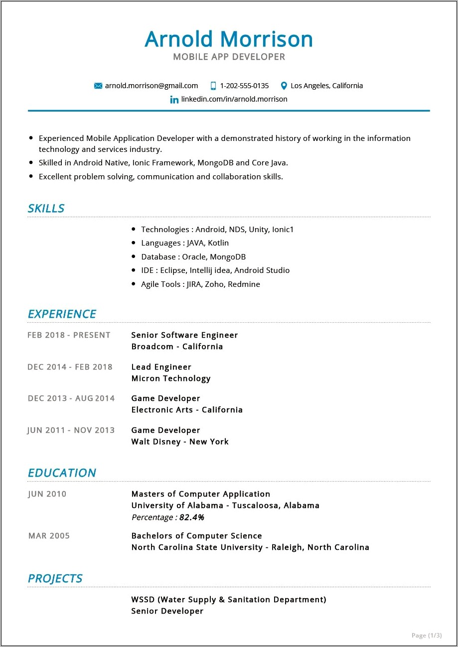 Example Of Mobile Automation Resume
