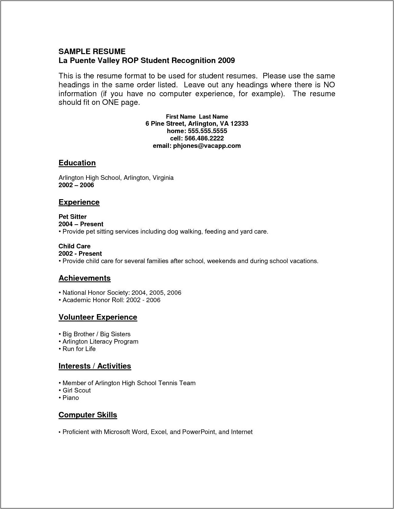 Example Of No Experience Resume For Work