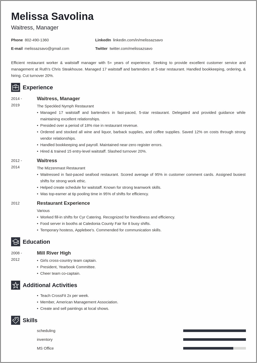 Example Of Objectives In Resume For Fast Food