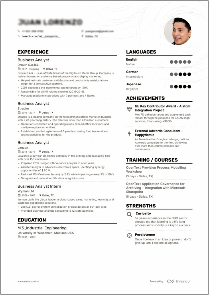 Example Of Operations Business Analyst Resume