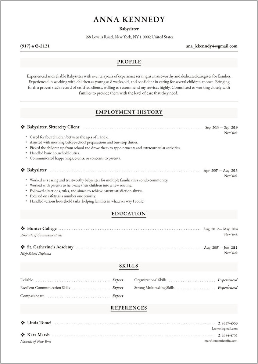 Example Of Personal Summary For Resume Childcare
