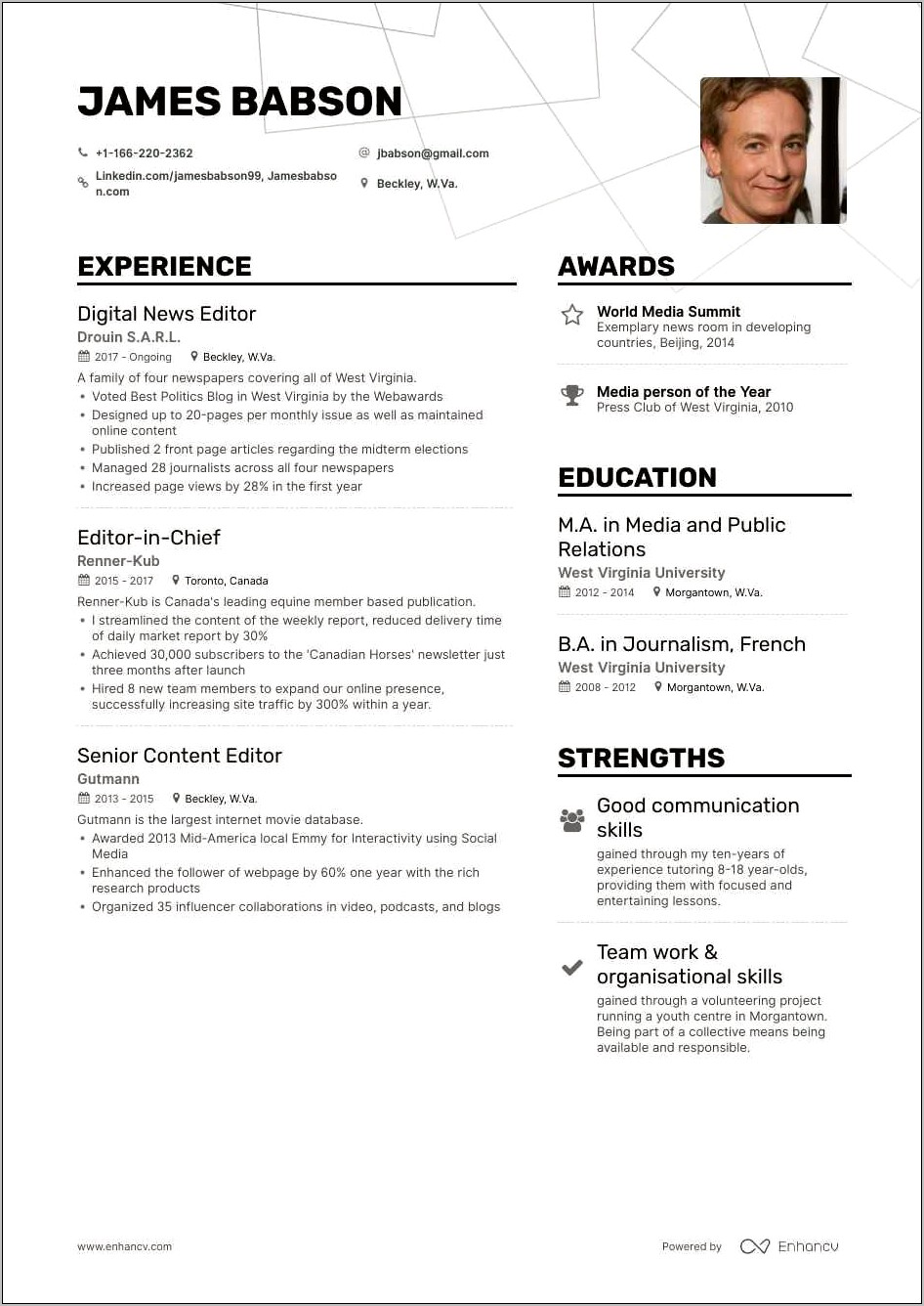 Example Of Presence Used In Resume