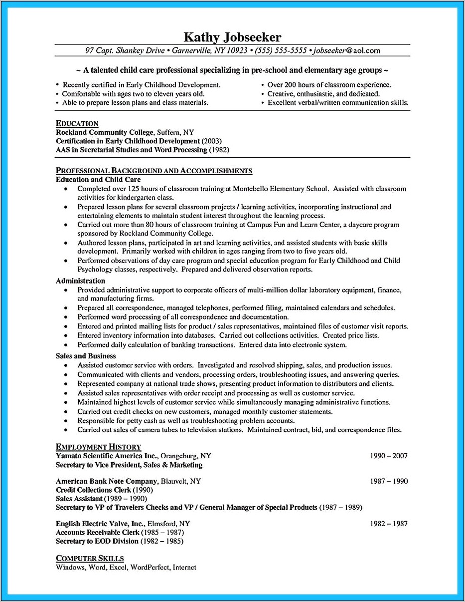 Example Of Responsibility Points For Teacher Resume