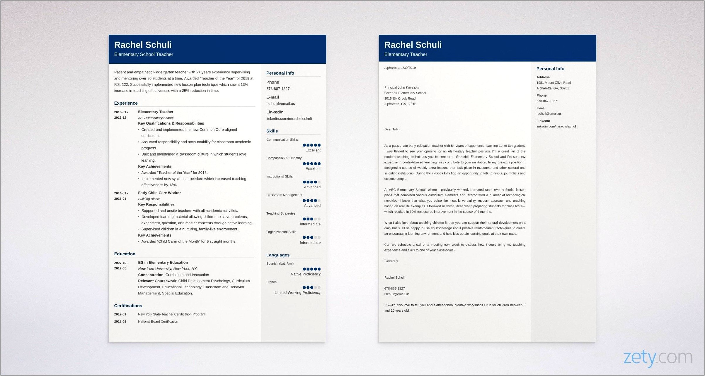 Example Of Resume And Application Letter For Teacher