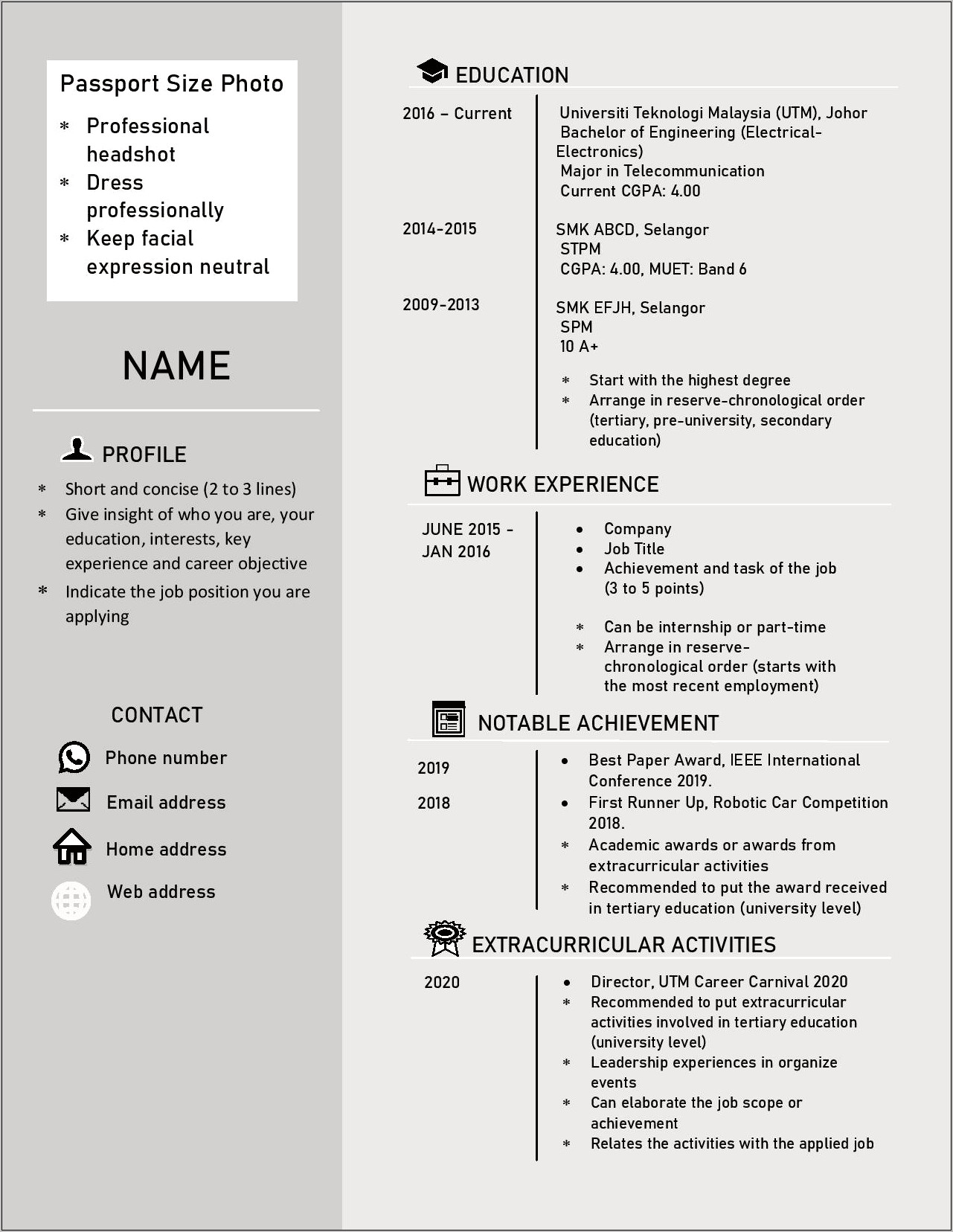 Example Of Resume For Internship Malaysia