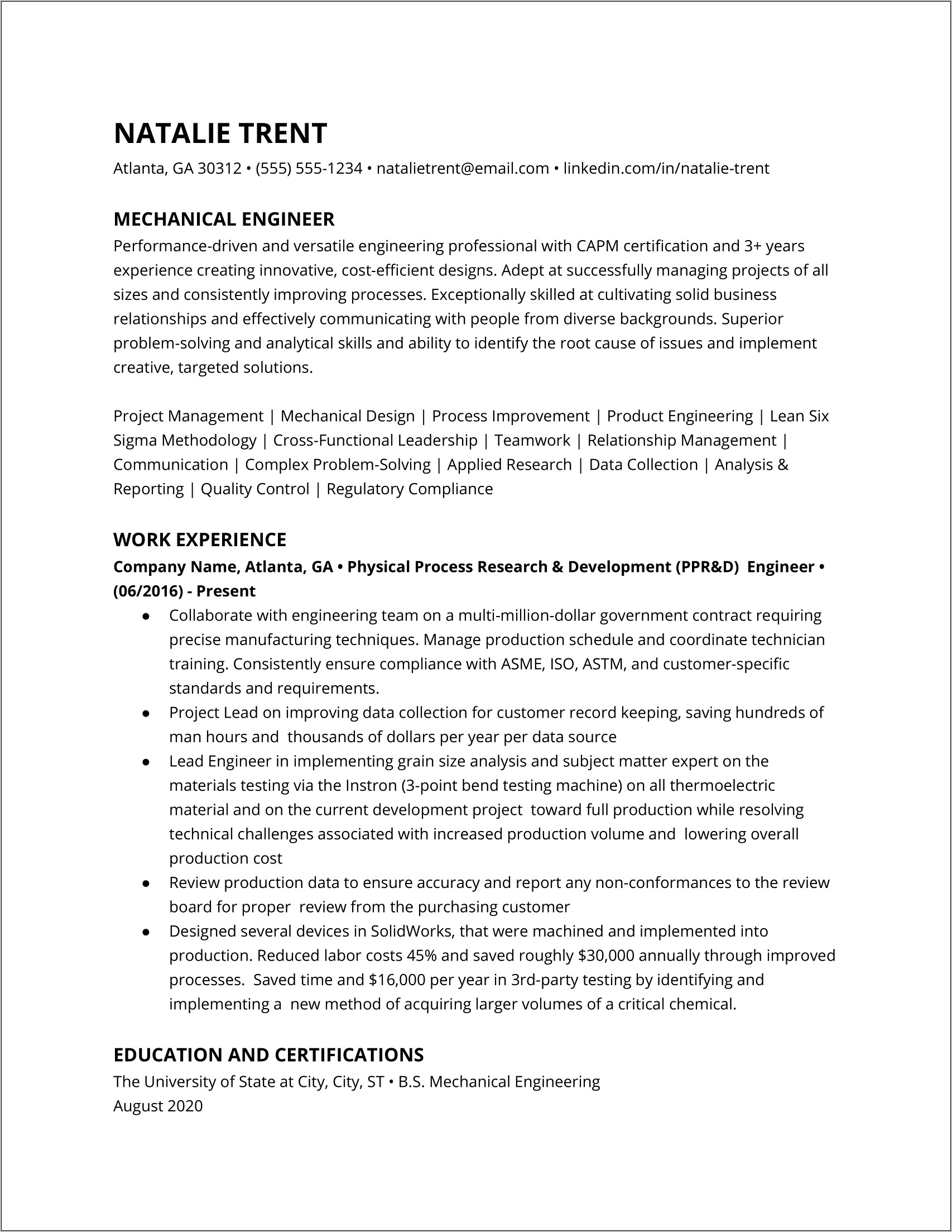 Example Of Resume For New Product Engineer