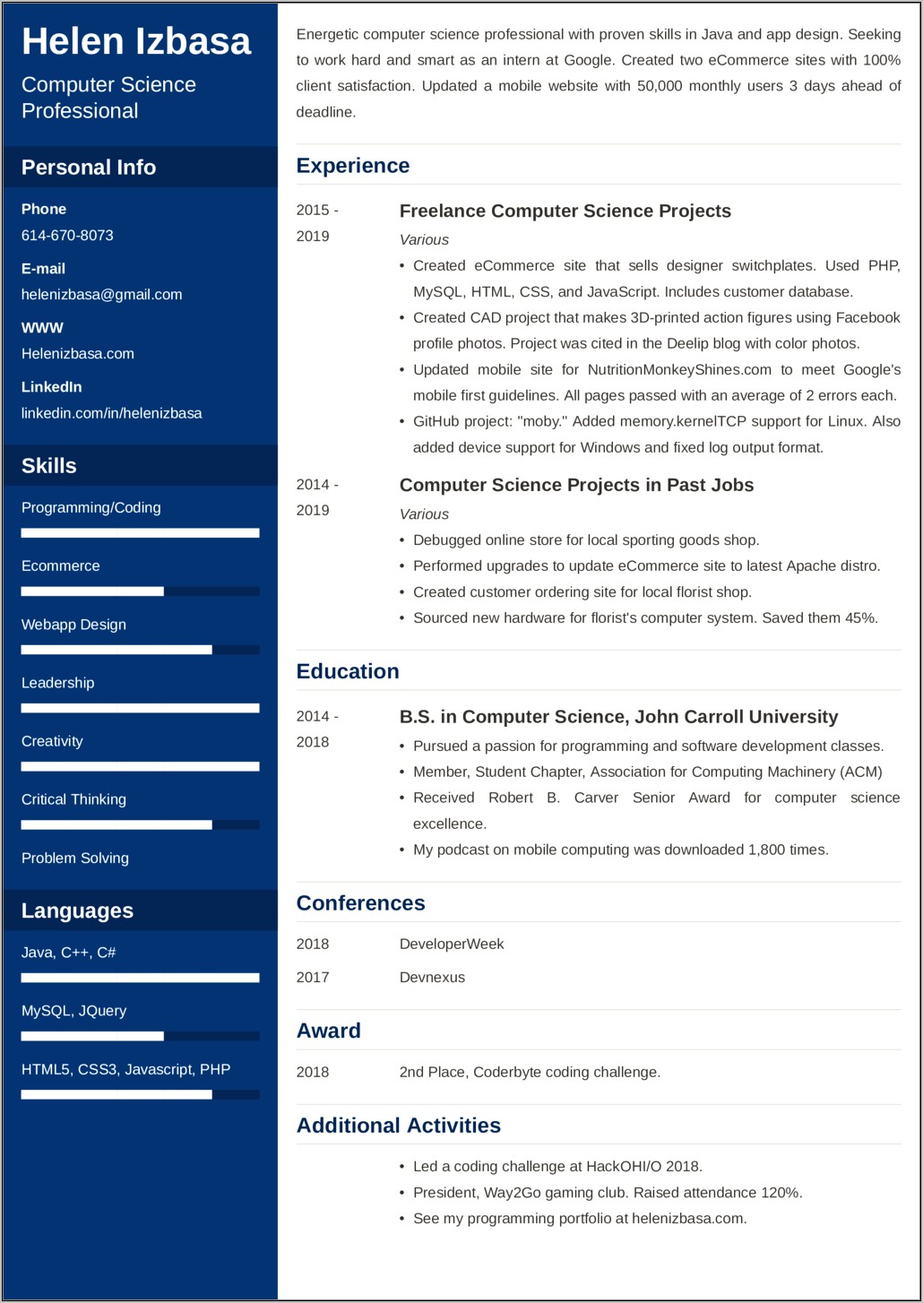 Example Of Resume For Ojt Business Administration
