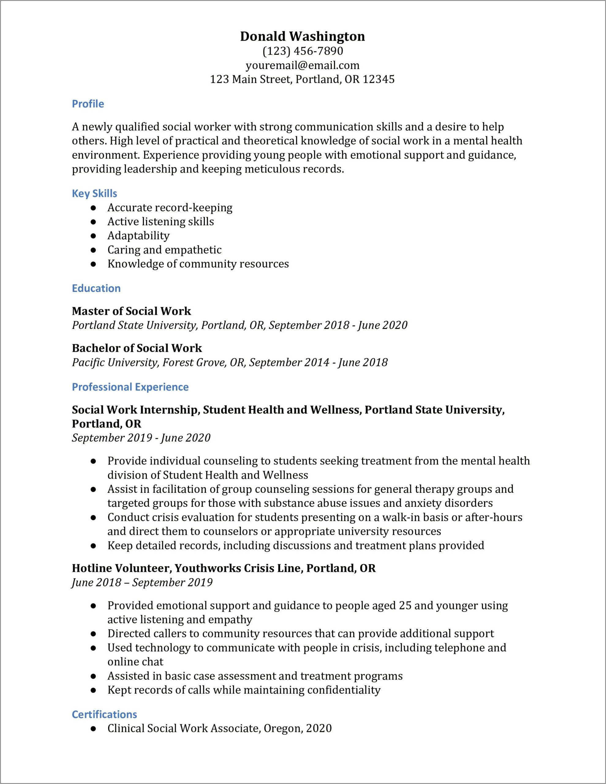 Example Of Resume Introduction Young Perdon