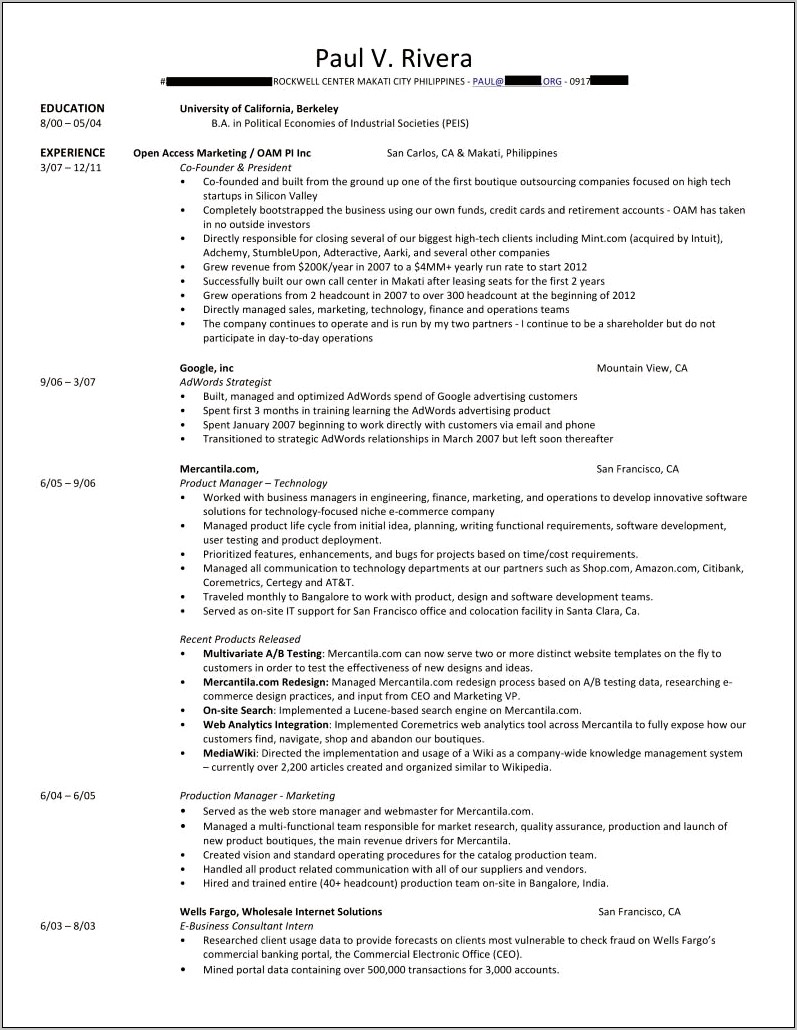 Example Of Resume To Apply Job Philippines