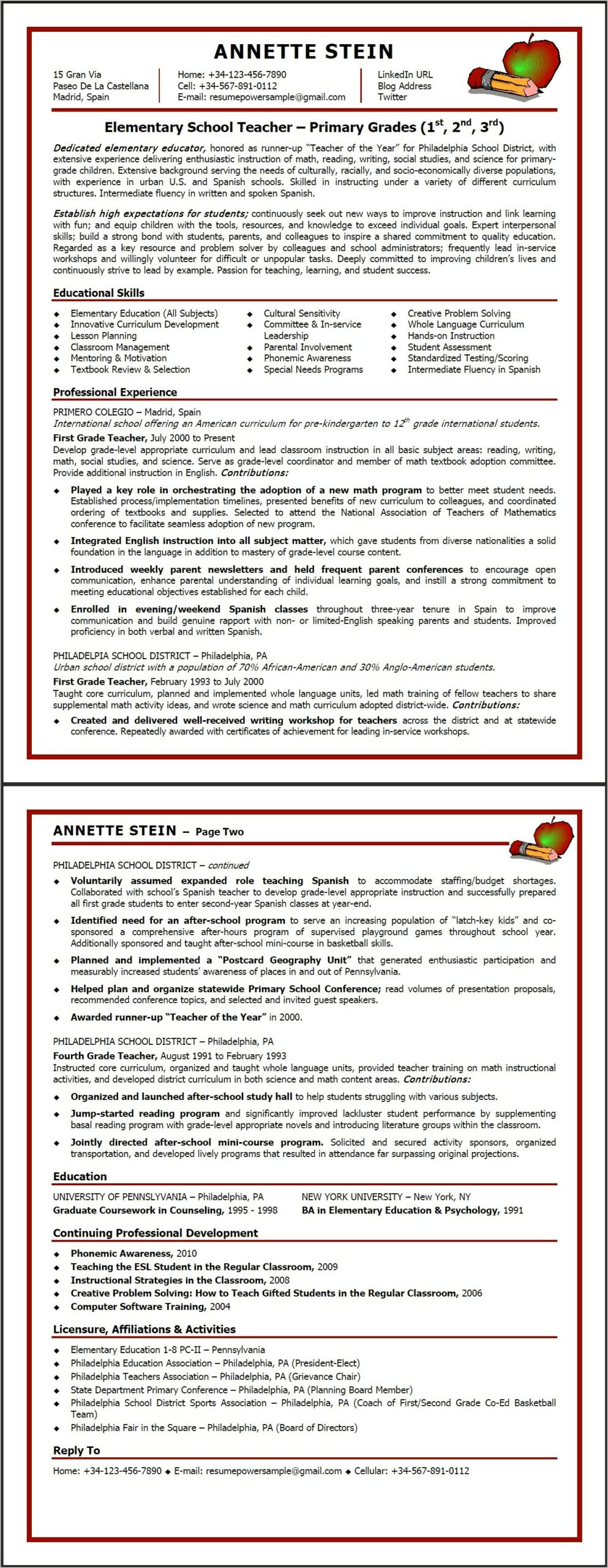 Example Of Resumes For Special Education Teacher