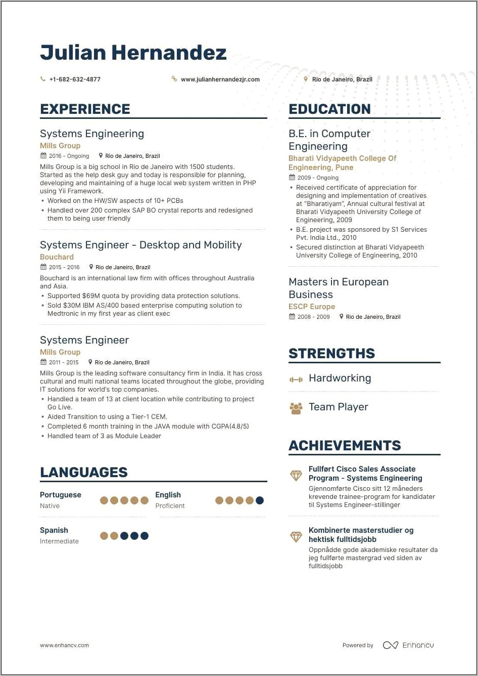 Example Of Senior Engineer Resume