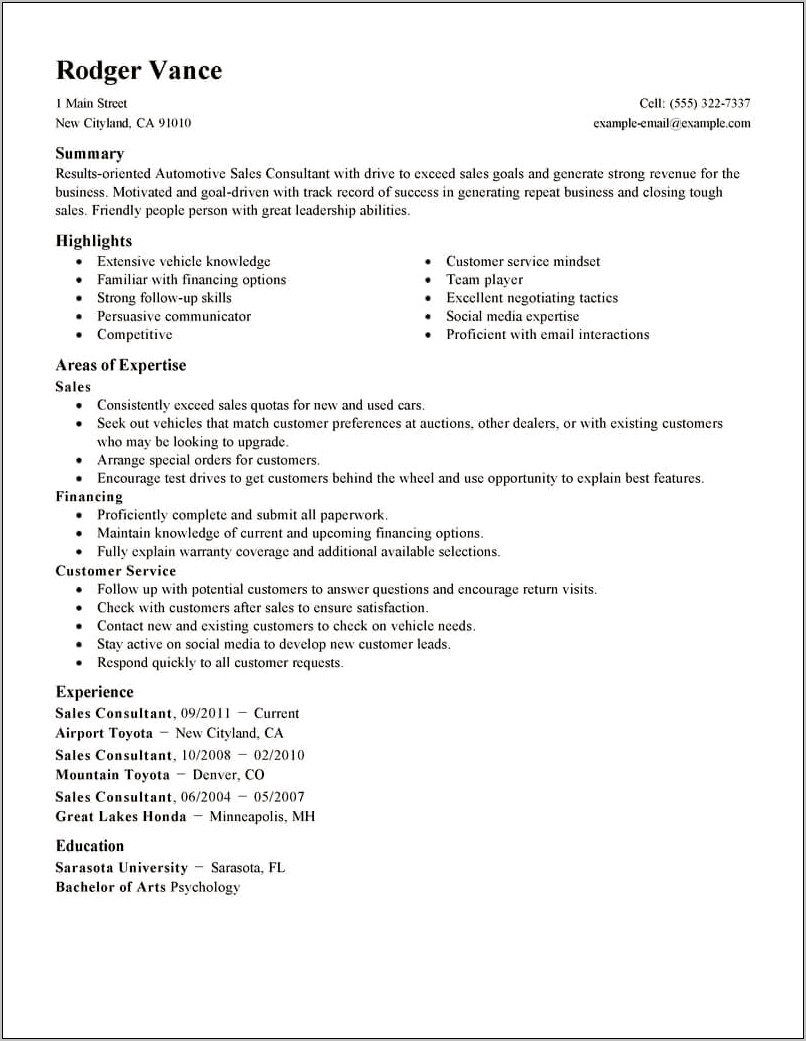 Example Of Skills For Resume Consulting