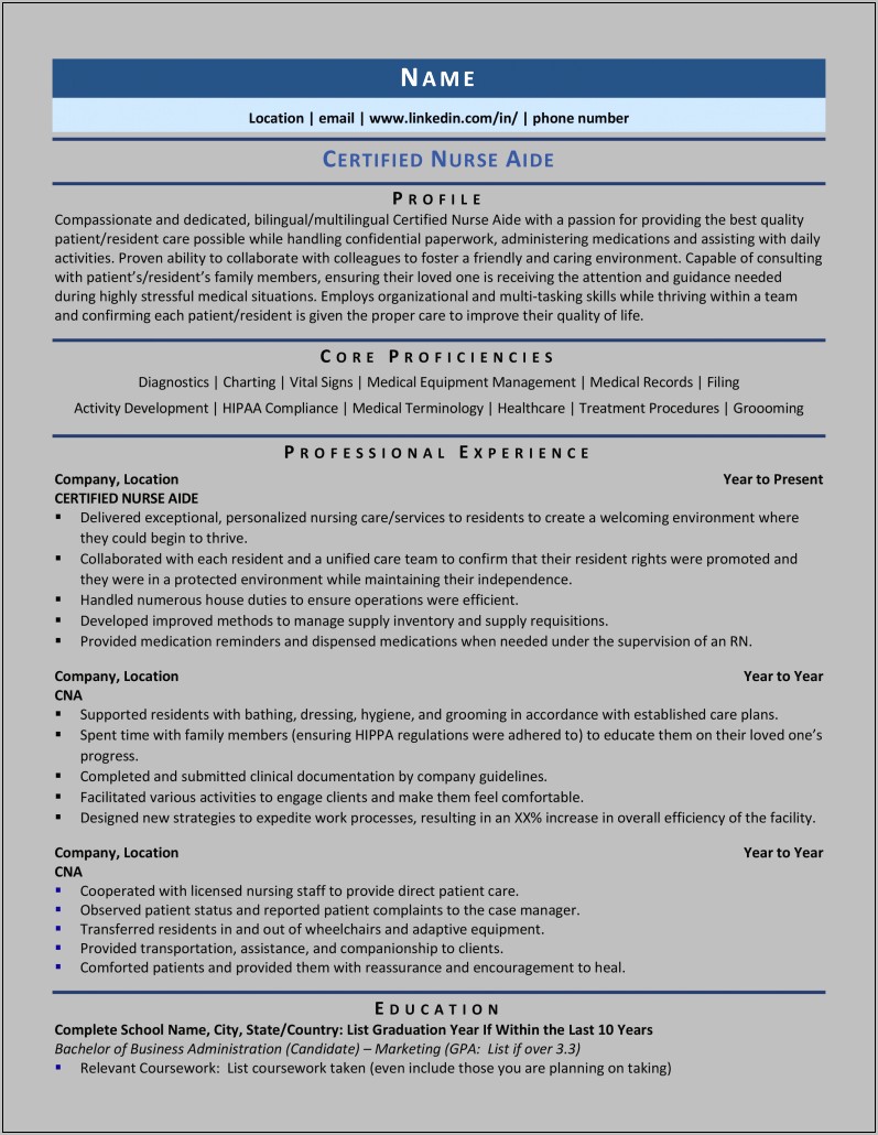 Example Of Skills In Resume For Nurses