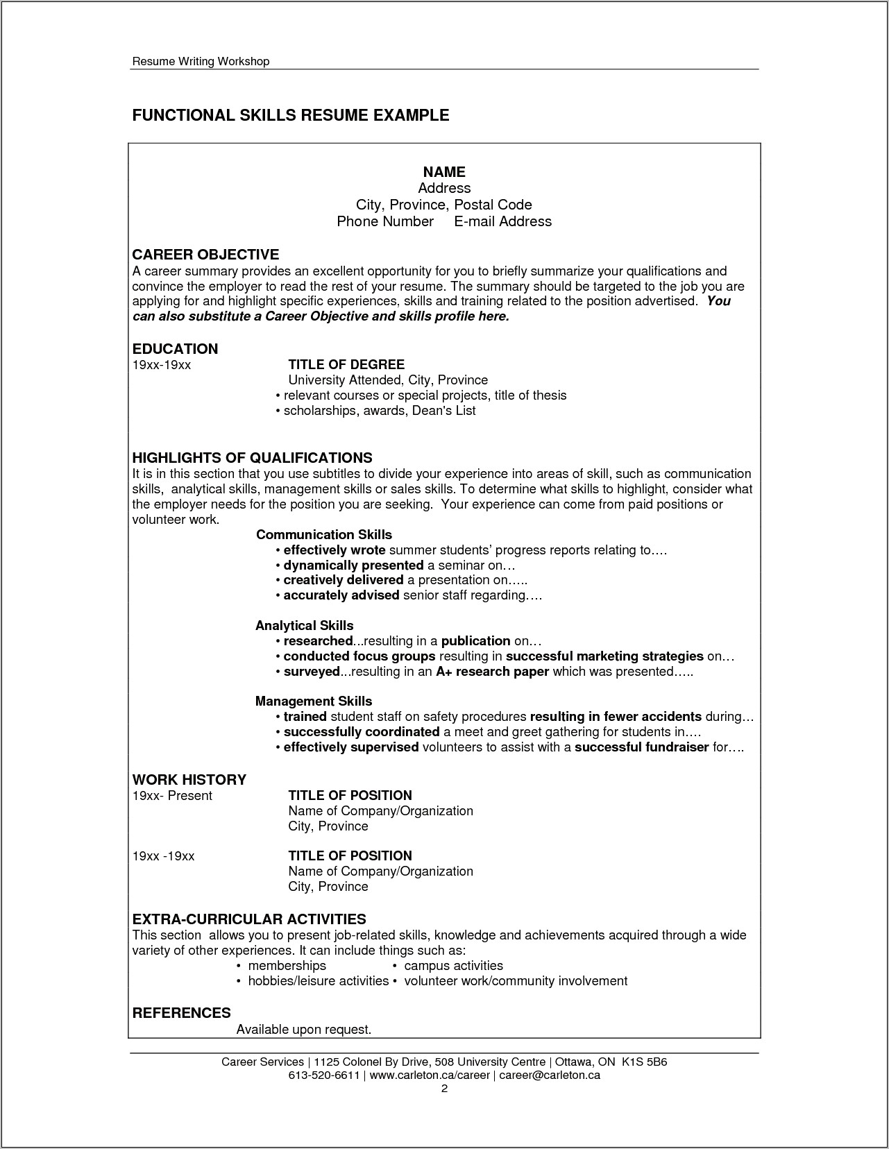 Example Of Skils For A Resume