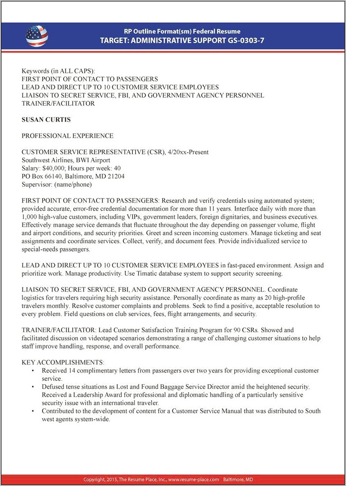 Example On Central Service Resume