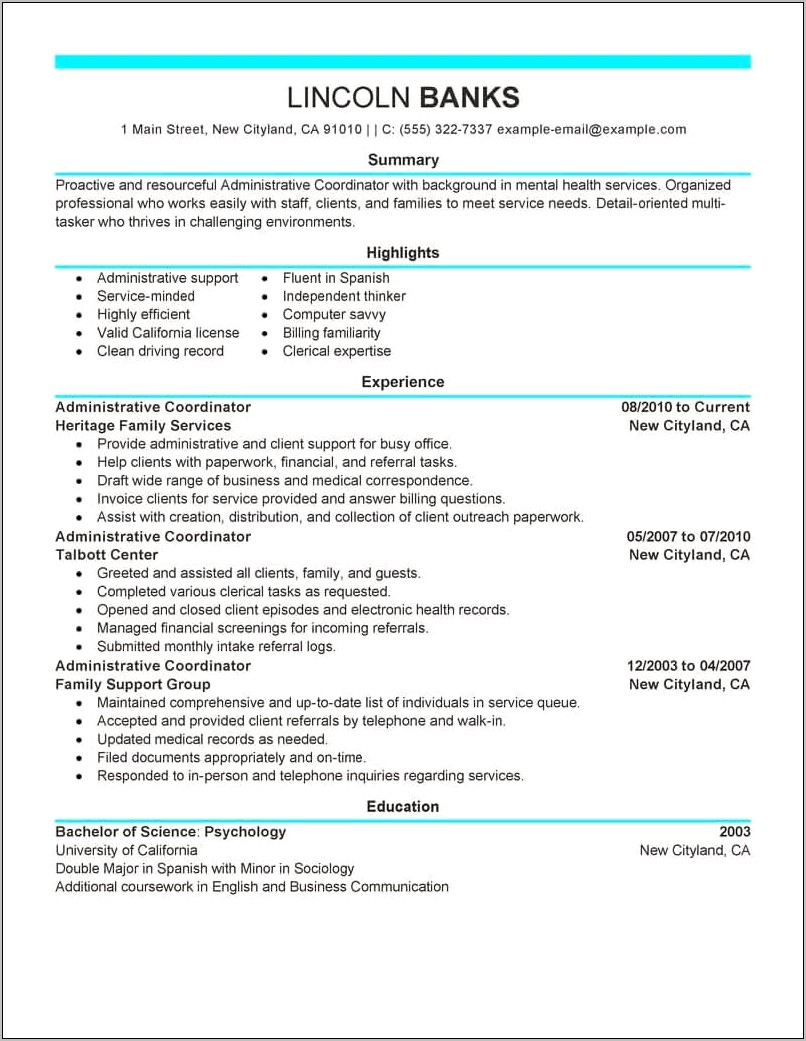Example Profile For Resume Social Work