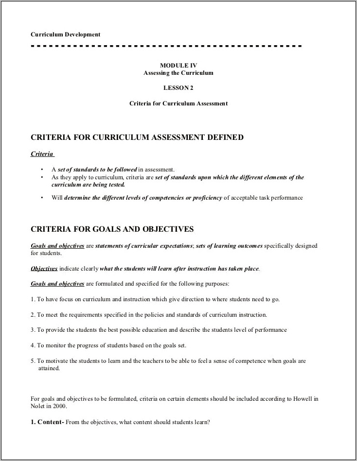 Example Resume For An Instructional Monitor