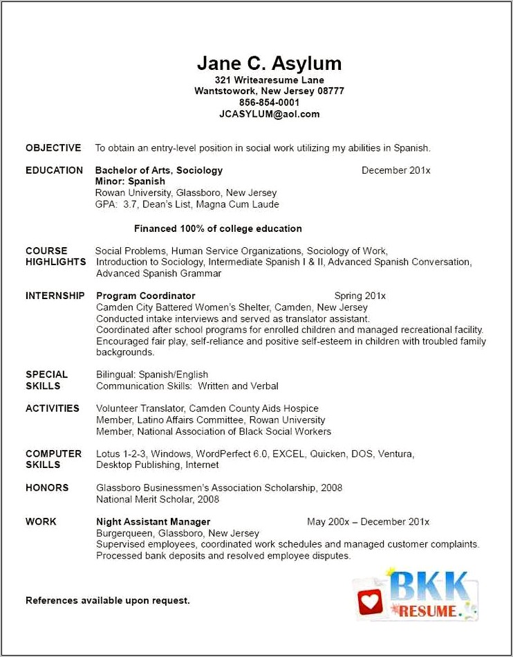 Example Resume For Graduate School Application Objective