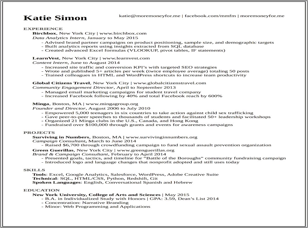 Example Resume For Political Campaign