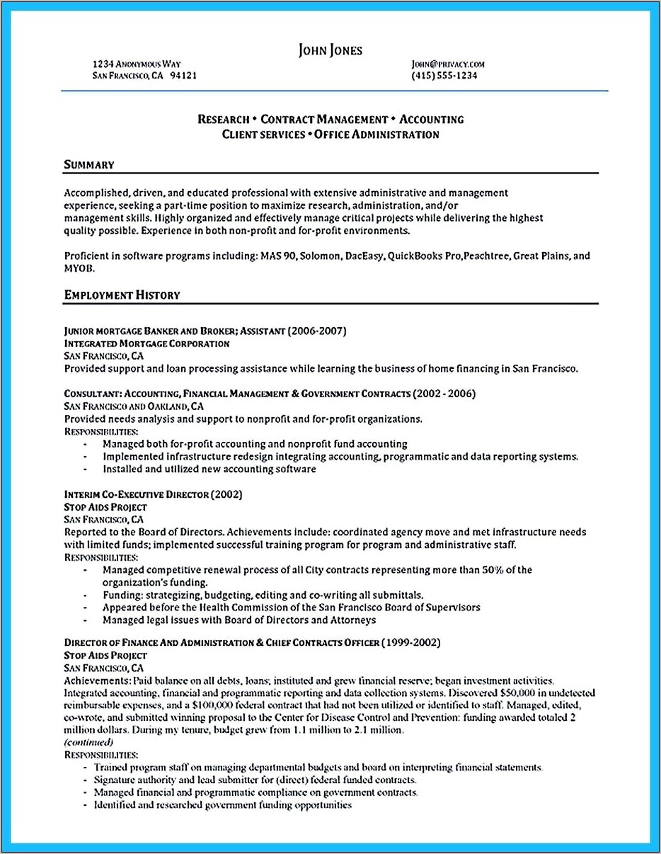 Example Resume For Quality Control Administrative Assistant
