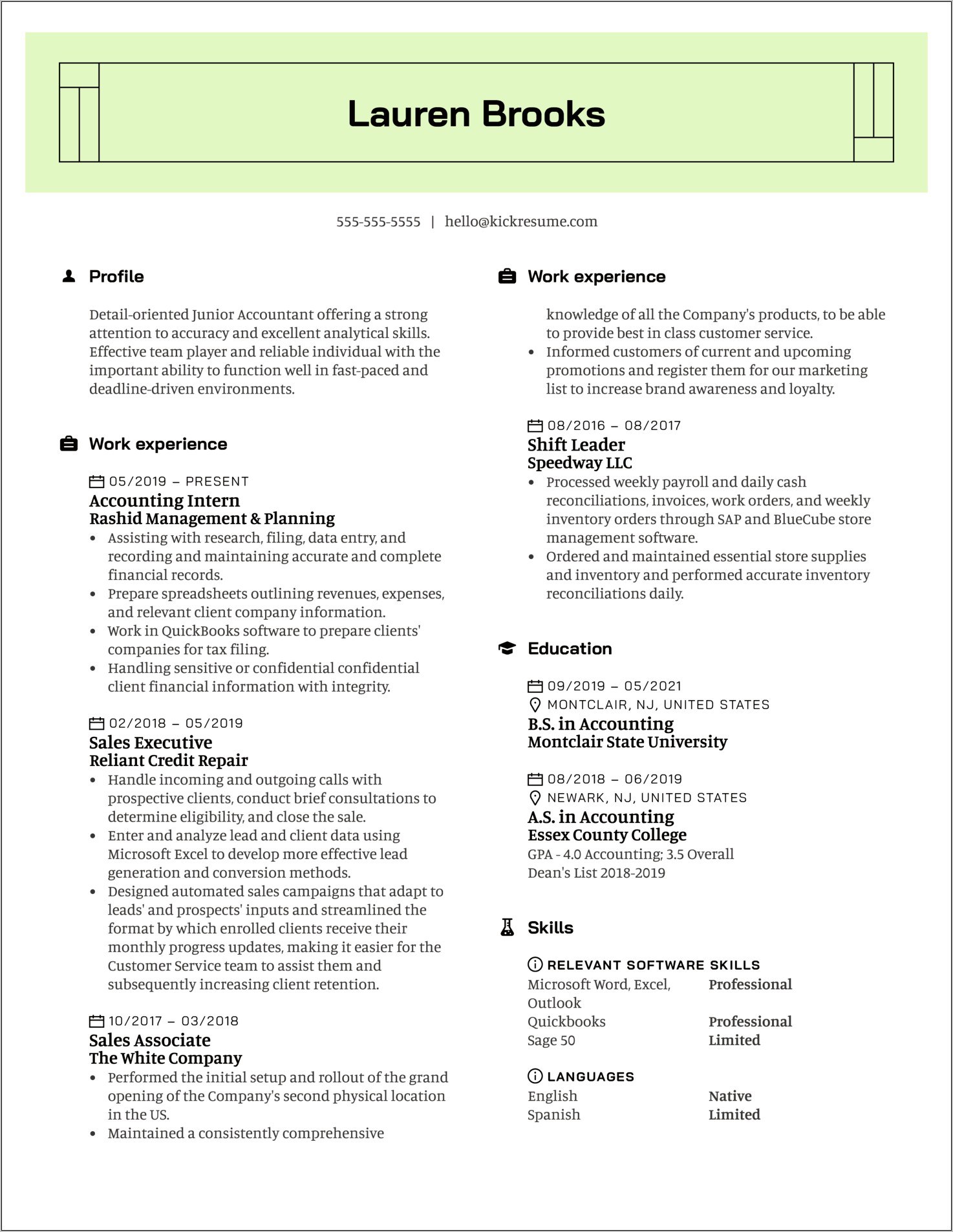 Example Resume For Tax Support Associate