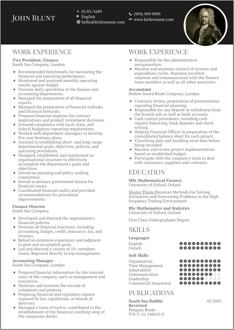 Example Resume Summary For Accounting Professional