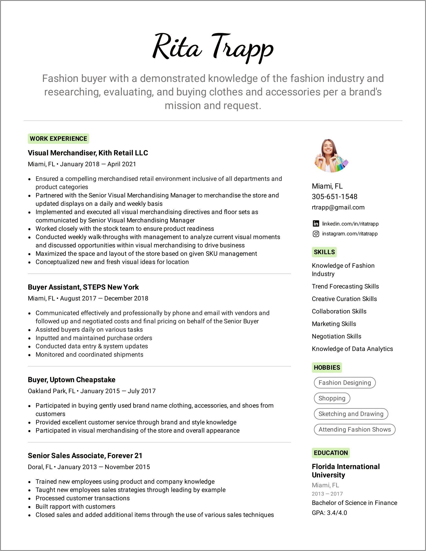 Examples For Clothing Store On Resume