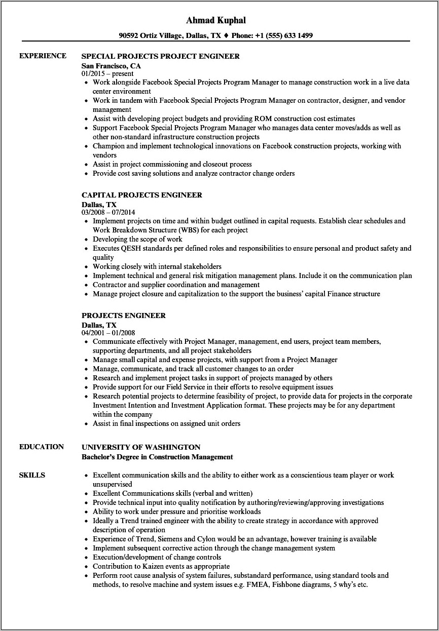 Examples Of A Operating Engineer Resume