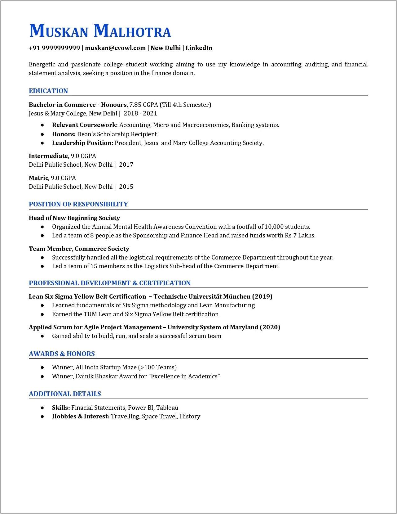 Examples Of Accounting Internship Resume
