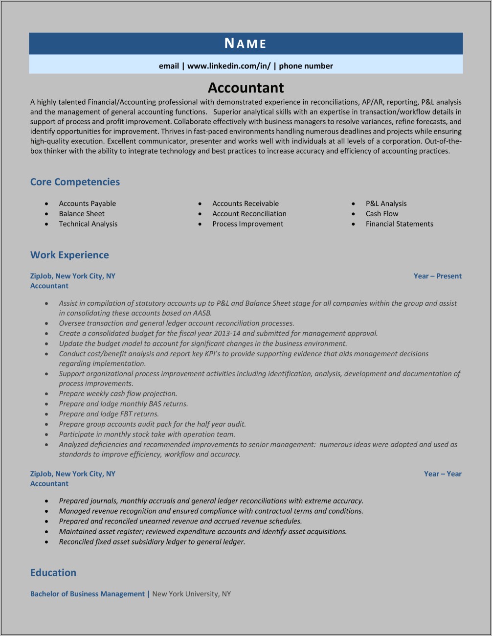 Examples Of Accounting Resume Summaries
