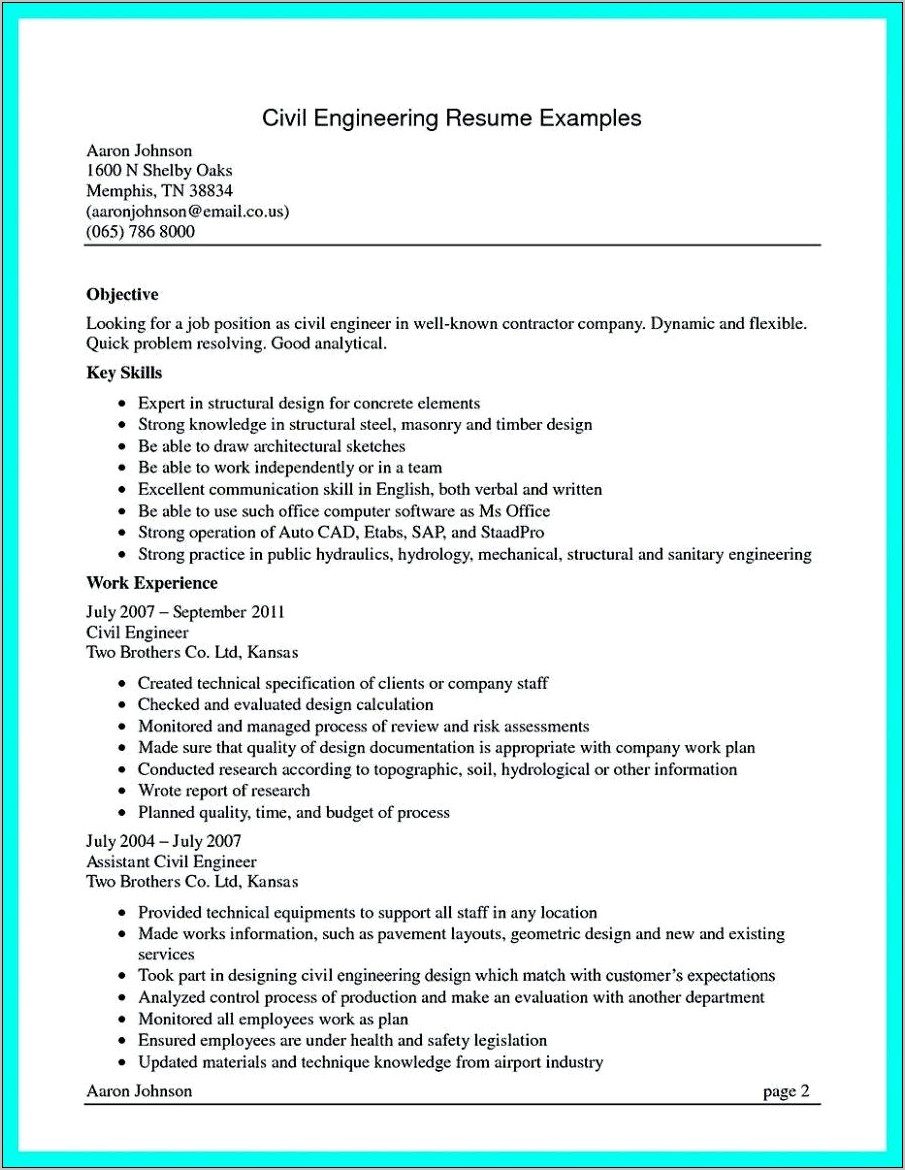 Examples Of Career Objectives In Resume For Engineers