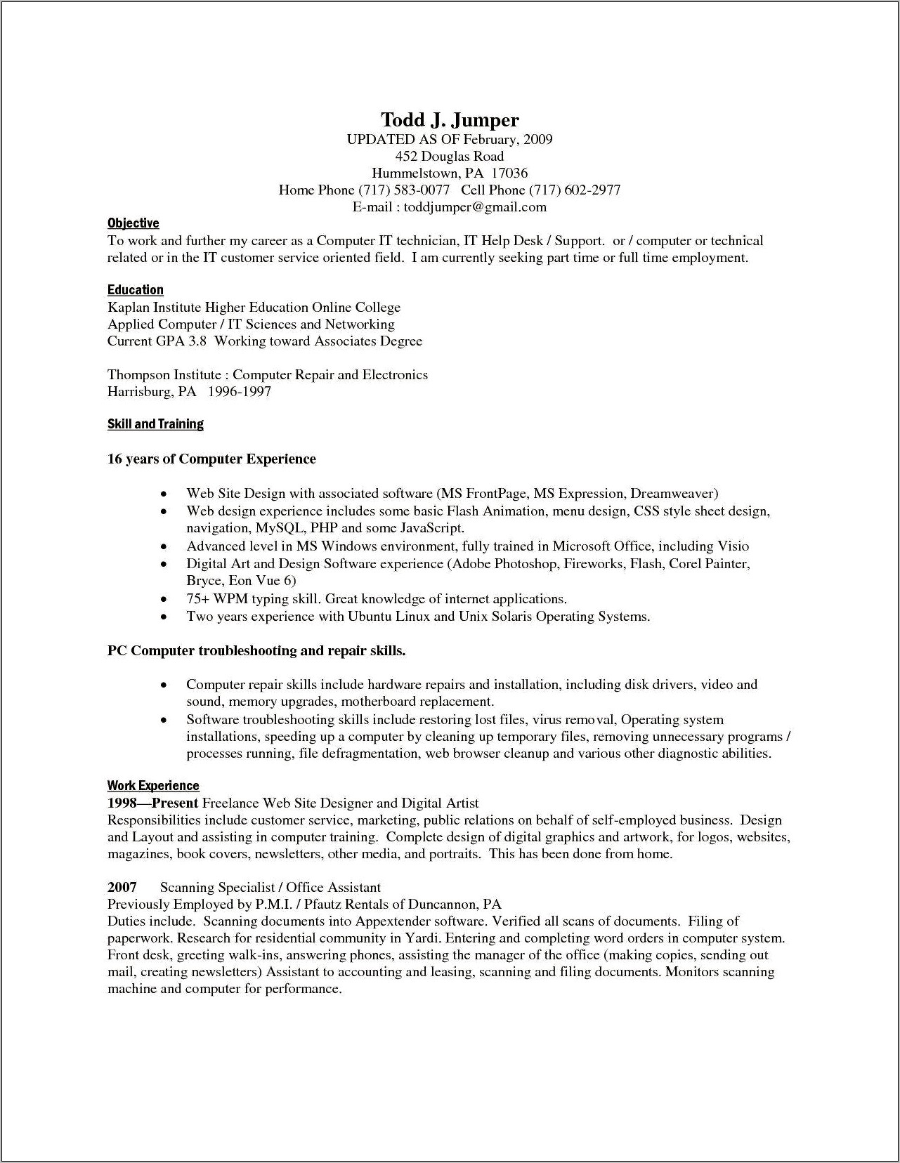Examples Of Computer Graphics Resume's