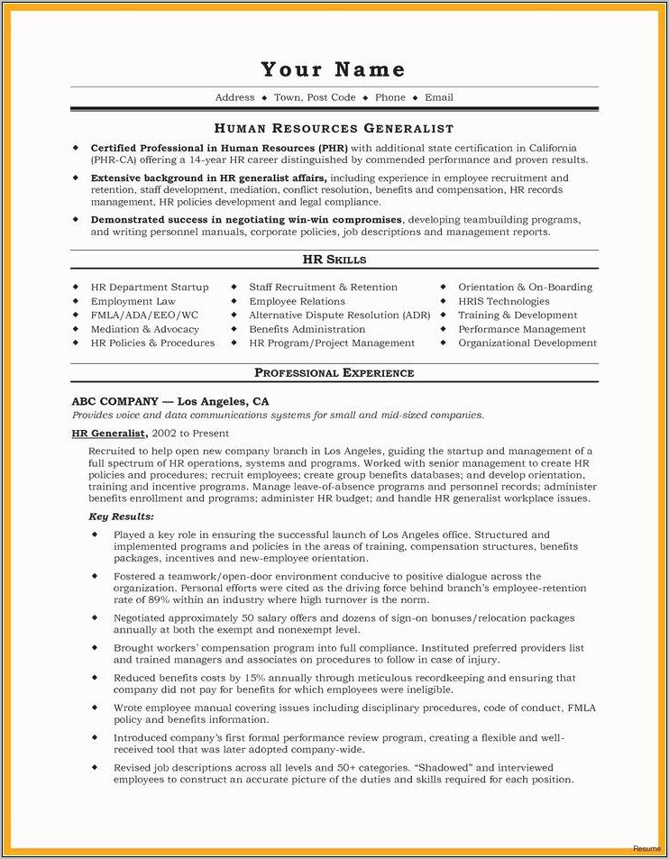 Examples Of Contract Work On Resume