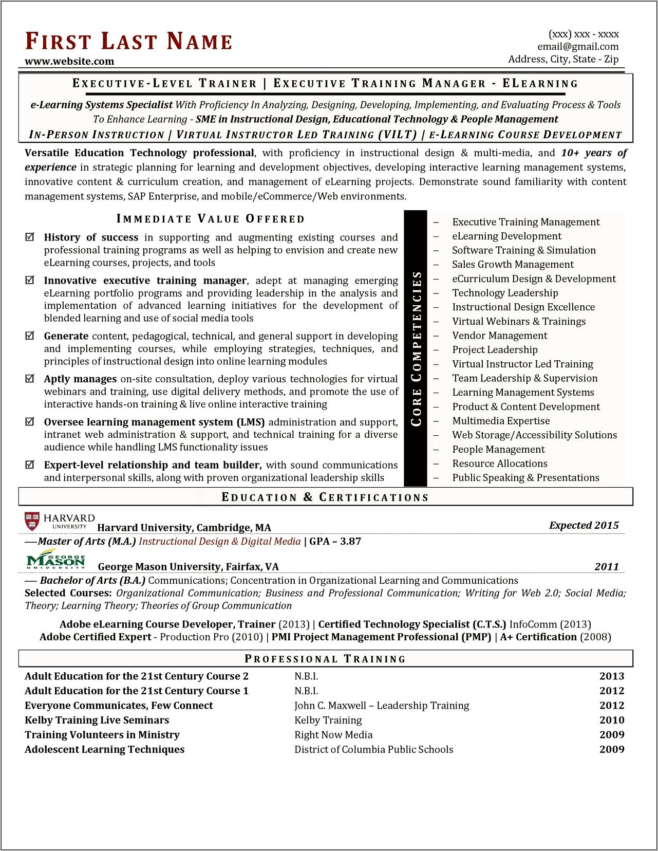 Examples Of Core Competencies On A Resume