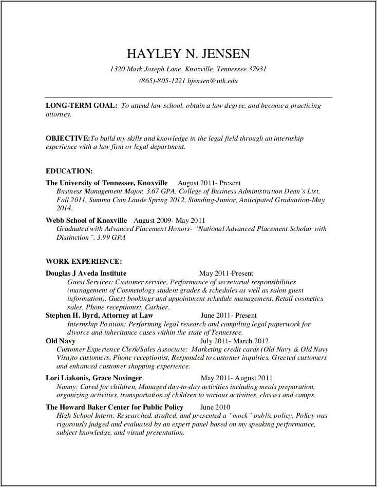 Examples Of Dean List On Resume