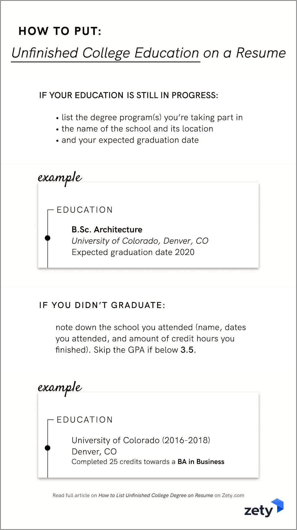 Examples Of Degrees In Process On Resume