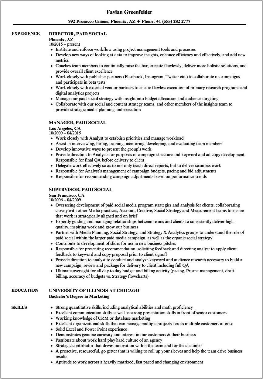 Examples Of Earned Media On Resume