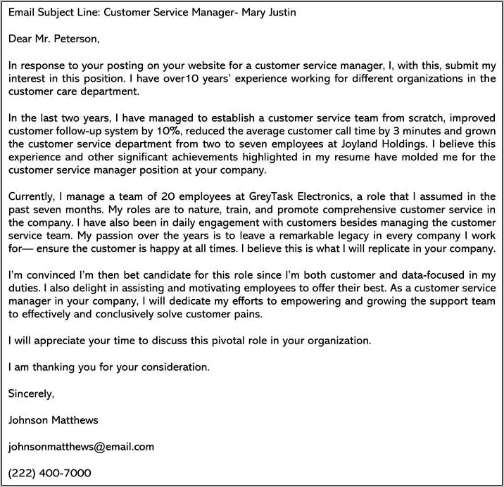 Examples Of Email Cover Letters For Resume