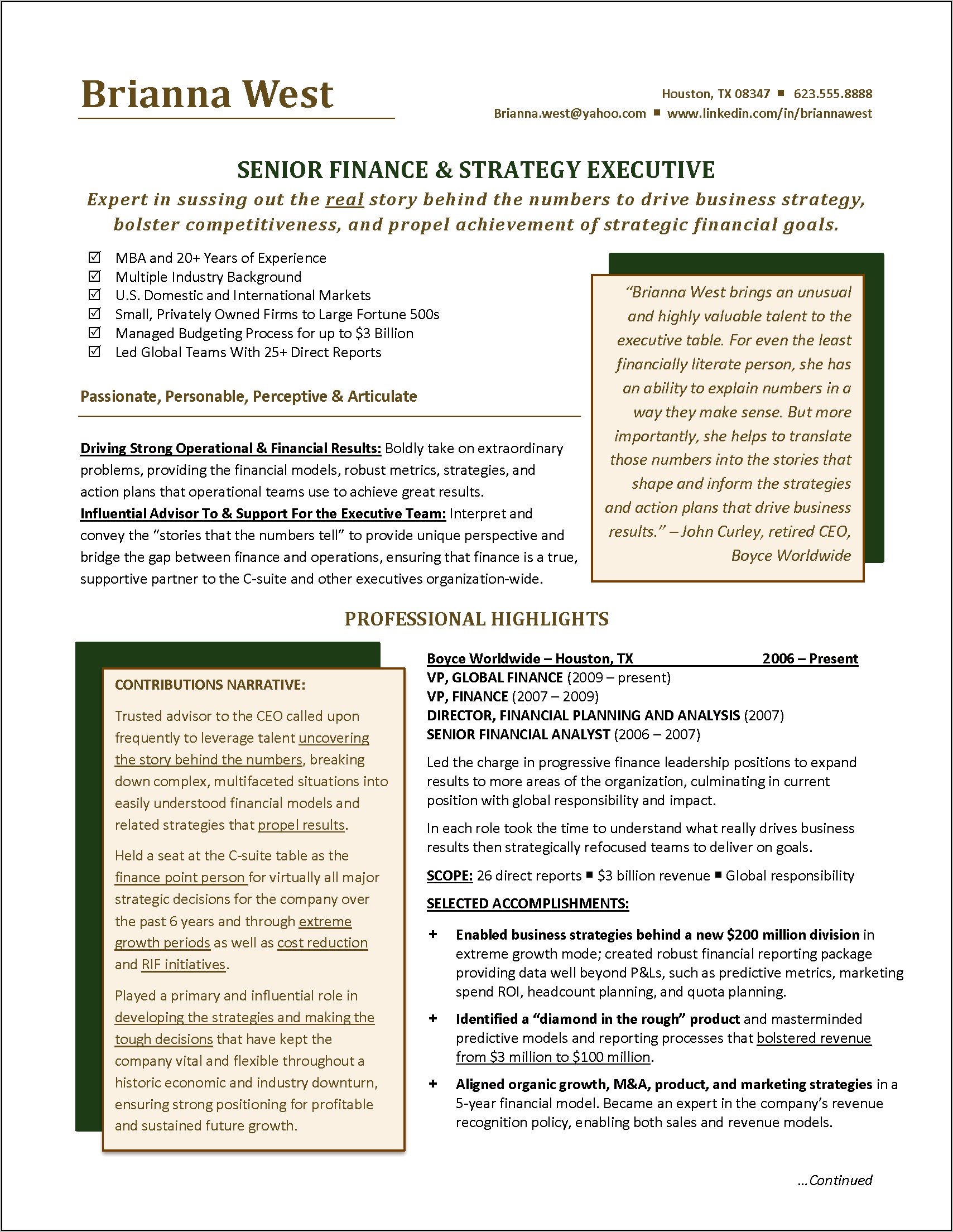 Examples Of Executive Resumes And Cover Letters