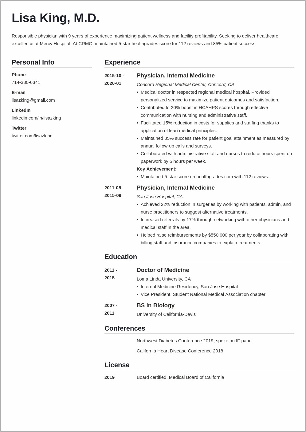 Examples Of Family Practice Physician Resumes